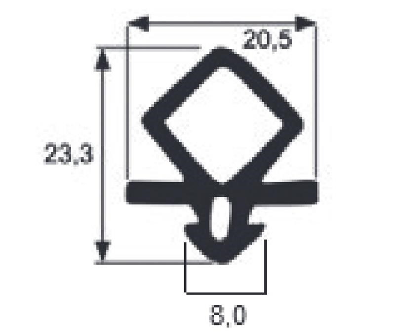 Ricambio compatibile frigoriferi frigor box - guarnizione porta girevole tn parte frontale colore nero 20,5 x 23,3 mm - rif. 86822 Ricambio compatibile frigoriferi frigor box - guarnizione porta girevole tn parte frontale colore nero 20,5 x 23,3 mm - rif. 86822