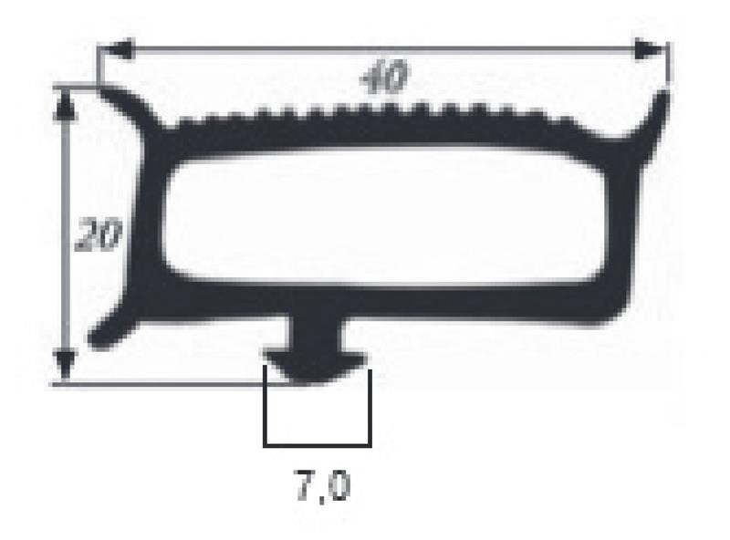 Ricambio compatibile frigoriferi friulinox - guarnizione ad incastro per porta cella colore grigio 20 x 40 mm - rif. 86854