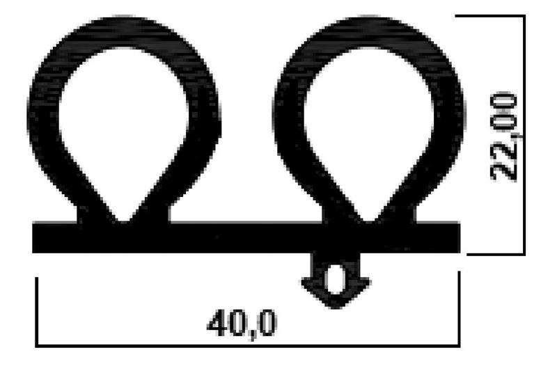 Ricambio compatibile frigoriferi universale - guarnizione nera per porta celle compresa di bandello per il fissaggio colore nero 40 x 22 mm - rif. 87013