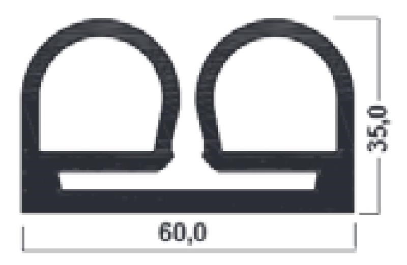 Ricambio compatibile frigoriferi universale - guarnizione nera per porta celle colore nero 60 x 35 mm - rif. 87012