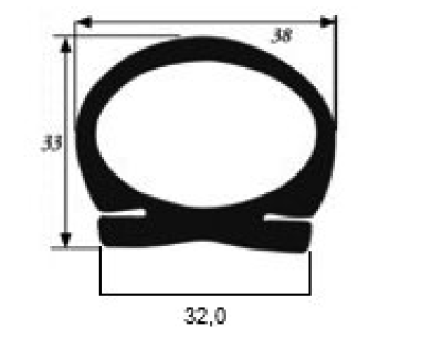 Guarnizione tubolare al silicone per porte va e vieni colore grigio - DIM. EST mm 38 x 33