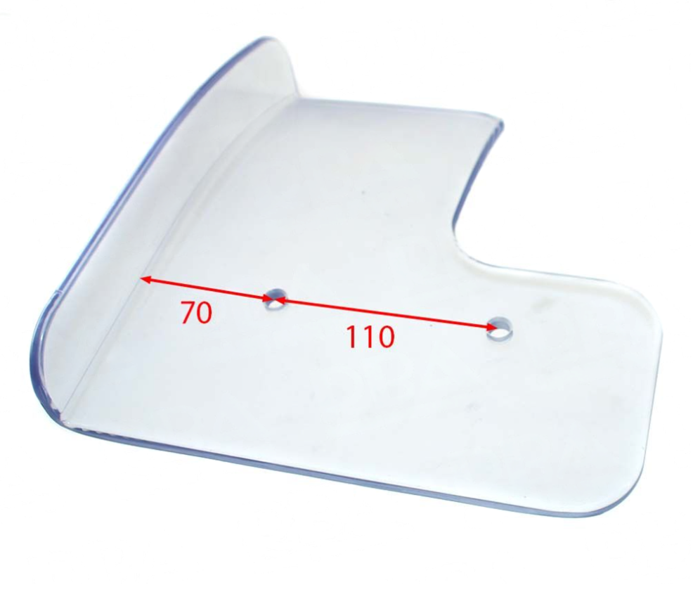 Protezione carrello affettatrice marca Berkel mod. 360G Ø foro 10 inter.fori 110 dim LxB mm 255X290 LUNGH.mm 80