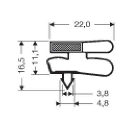 Guarnizione magnetica ad incastro per KIC 40 - PRX 40 - PR 40 - PV 40 colore bianco - DIM. EST mm 1705 x 570