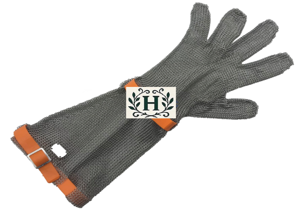 Guanto inox 5 DITA Niroflex sx con Manichetta CM.19 Tg.xl Arancio