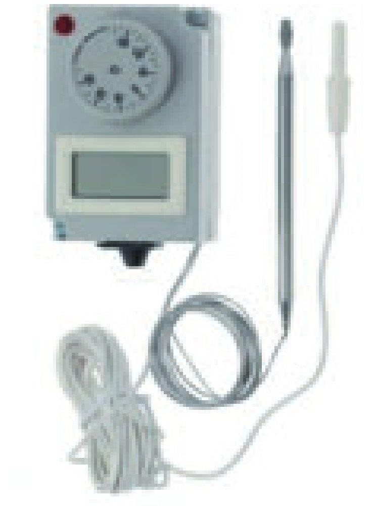 Ricambio compatibile frigoriferi universale - termometro tc-c digit con termometro -35° +35° c capillare, bulbo termometro -40° +50° c, differenziale 2° c capillare l=1500 bulbo ø 6 x 115 mm - rif. 06010