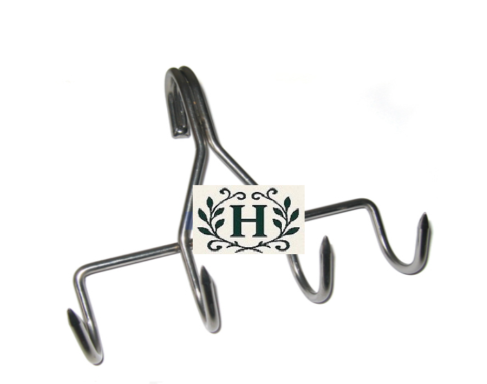 INOX A 4 Prese per Pancetta LUNG. 180 mm, Ø 6 mm per ganci e gancere