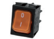 Interruttore bipolare arancio 16A 250V con lampada spia serigrafia 0 - I - dima di foratura 22 x 30
