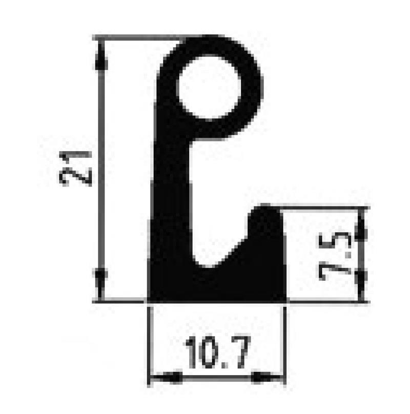 Ricambio compatibile frigoriferi universale - guarnizione per sportelli e porte scorrevoli 10.7 x 21 mm - rif. 86047