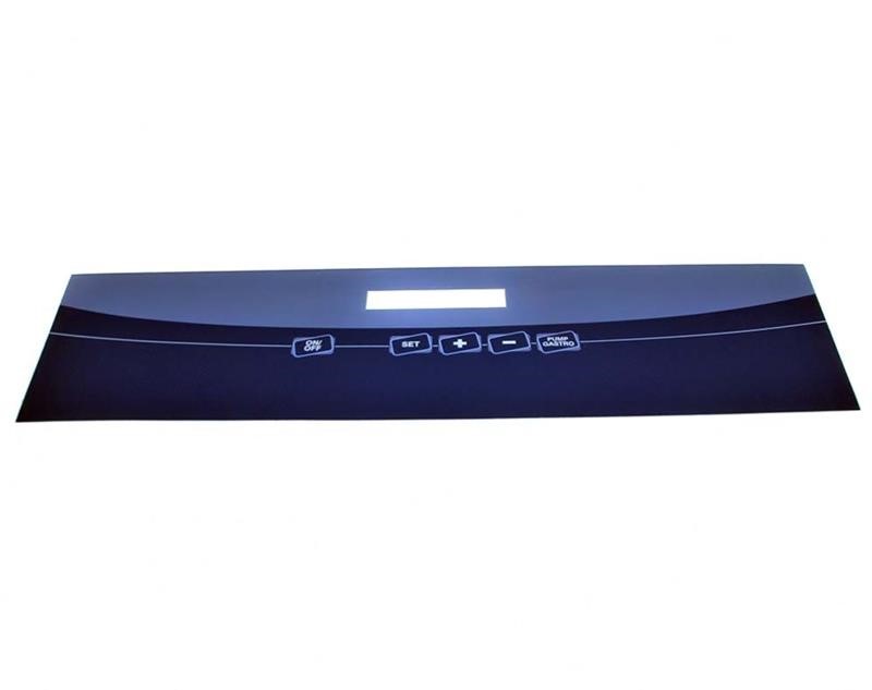 Membrana rettangolare frontalino plastica display h1,4 centrata grigia mod. Lcd grande bv grigio 1 riga per abs marca besser vacuum tasti 5 dim.375x110