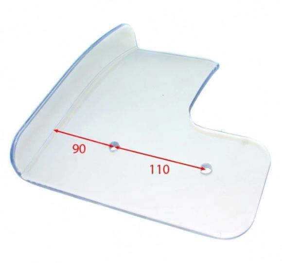 Protezione carrello affettatrice marca Berkel mod. 360V Ø foro 11 inter.fori 110 dim LxB mm 255X290 LUNGH.mm 90