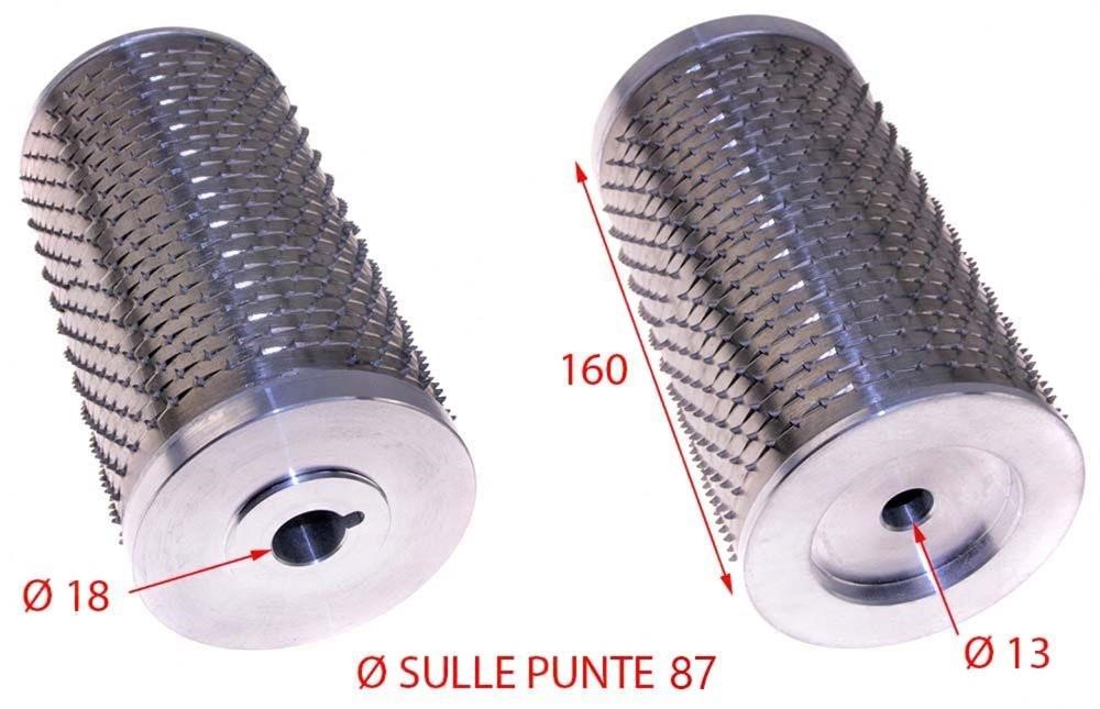 Rullo grattugia marca Minerva Inox Con Flange Ø Sulle Punte 87 LUNGH.mm 160 Ø foro 13/18 - adatto a Bizerba G/16/1 Minerva Minerva C-EGF1 5
