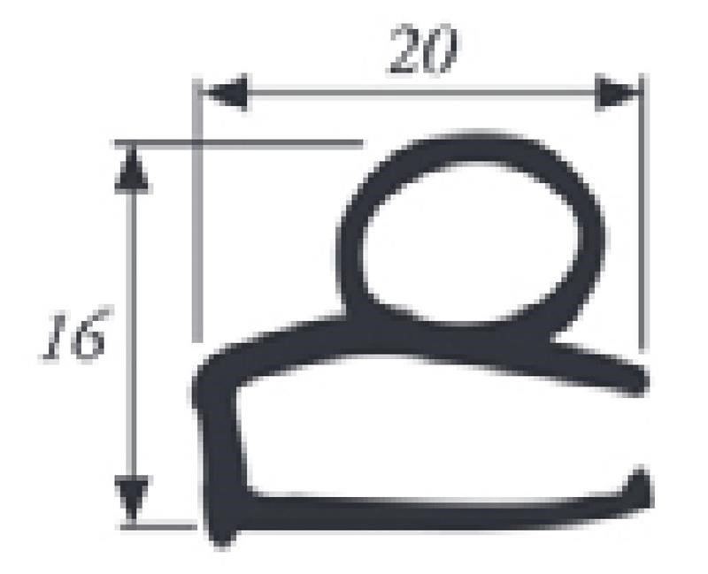 Ricambio compatibile frigoriferi universale - guarnizione per banchi e celle colore grigio 20 x 16 mm - rif. 86999