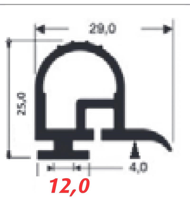 Ricambio compatibile frigoriferi boxcold - guarnizione nera per porta celle 29 x 25 mm - rif. 86852/B
