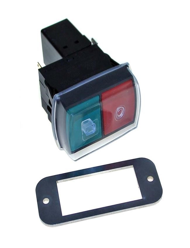 Pulsantiera rettangolare verde rosso start stop marca Eta Affettatrice mod. BERKEL 800-834 bobina 220V
