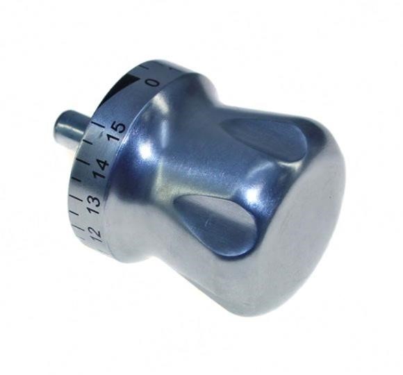 Manopola orologio affettatrice marca Beckers mod. SXL300 Ø albero 12 LUNGH.mm 26 Ø mascherina 62 grigia alluminio