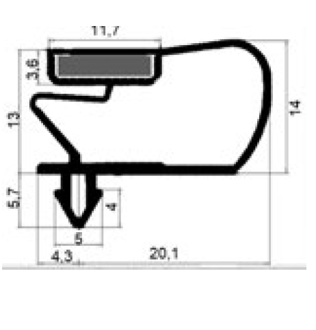 Guarnizione magnetica ad incastro per cassetto 1/2 tavolo refrigerato colore grigio - DIM. EST mm 408 x 310