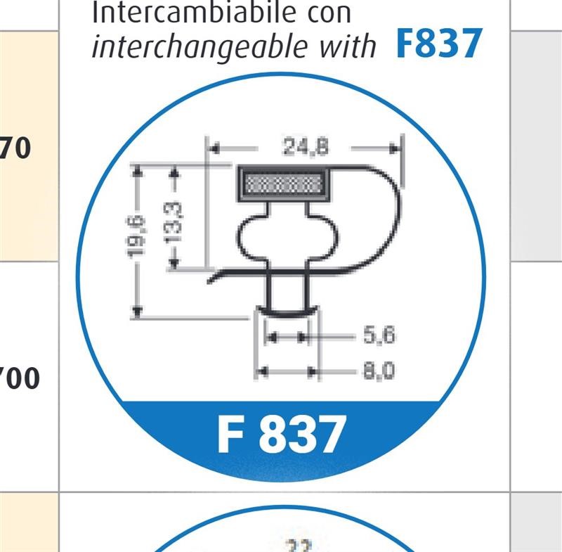 Ricambio compatibile frigoriferi klimaitalia - guarnizione magnetica ad incastro colore grigio 1615 x 575 mm - rif. 87040