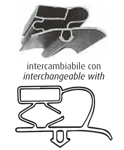 Guarnizione magnetica ad incastro per armadi frigoriferi colore grigio - DIM. EST mm 1525 x 640